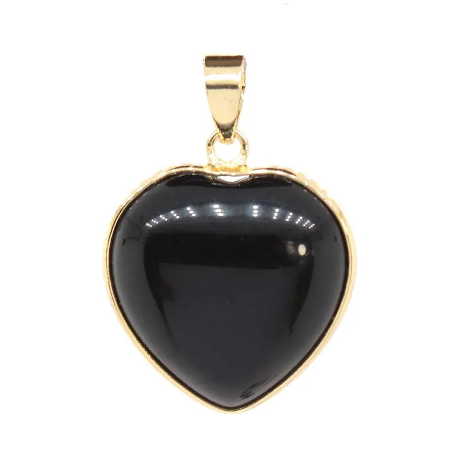 Charms Natural Healing Crystal Heart Stone Pendants For Women Necklace DIY Amethyst Rose Quartz Gemstone Choice Men Jewelry