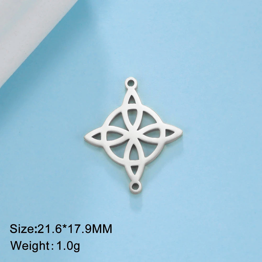 1pc Witch Knot Virgin Mary Stainless Steel Pendant Double Protection Amulet Necklace Bracelet Jewelry Making Accessories