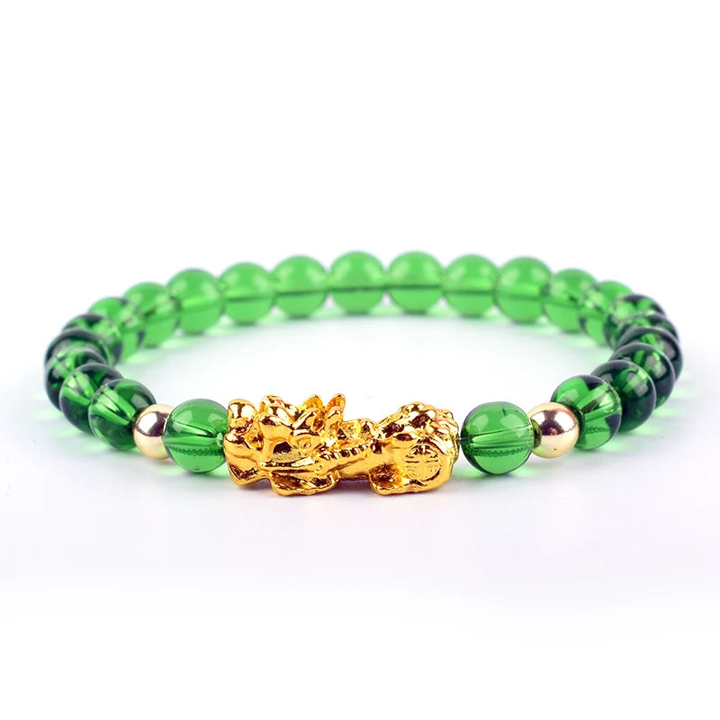 Feng Shui Obsidian Stone Beads Bracelet Men Women Wristband Gold Color Wealth and Good Luck Six Character Proverbs Bracelet