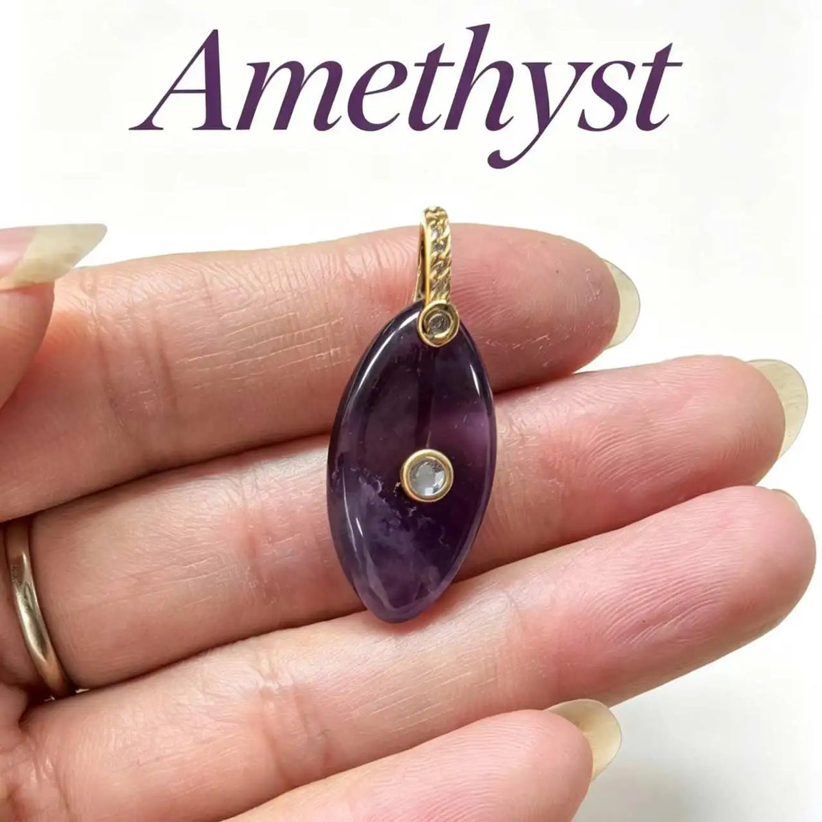 1pc Natural Stone Pendant Amethyst Tiger Eye Oval Water Drop Inlaid Zircon Charms Pendant DIY Necklace Bracelet Accessories