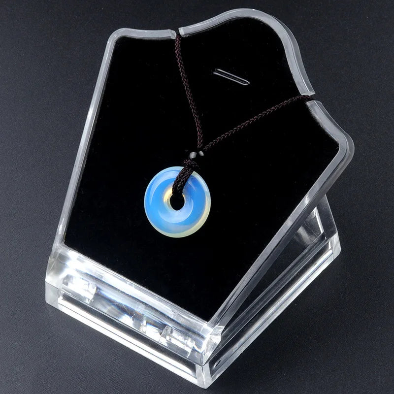 20mm Circle Donut Healing Crystals Necklace Natural Chakra Gemstone Stone Amulet Lucky Coin Donuts Charm Protection Quartz Agate