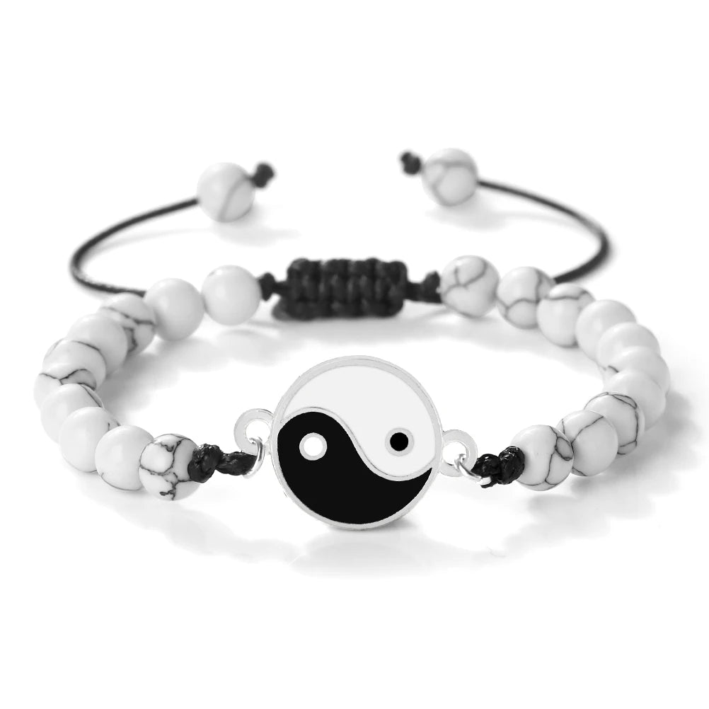 New 6mm Tiger Eye TaiChi Braided Bracelet Women Men YinYang Healing Couple Bangles Chain Adjustable Pulsera Jewelry Gift