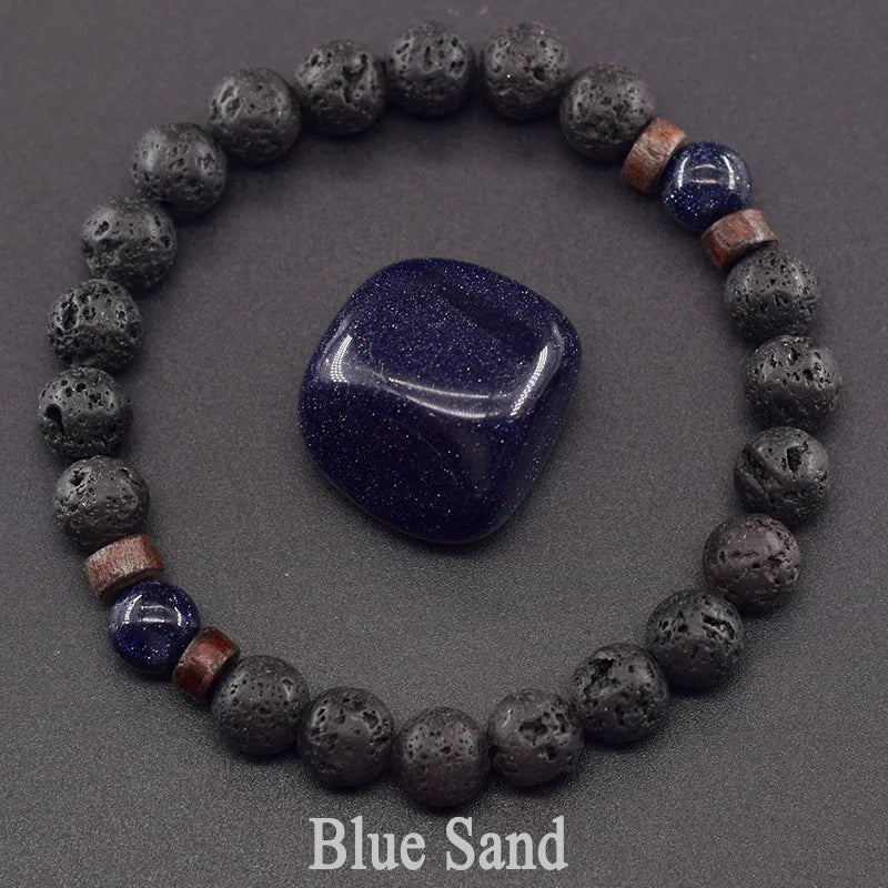 Natural Stone Red Stripe Agate Beads Bracelet Women Men Genuine Red Carnelian Round Bangle Natural Volcanic Stone Bracelet Gift