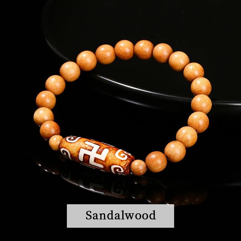 Natural Green Nine Eyes Tibetan Dzi Agate Barrel Beads Bracelet Women Men Retro Healing Buddha Prayer Charm Yoga Jewelry Gift