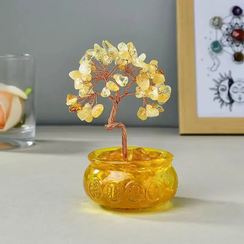 Lucky Citrine Tree of Life Crystal Feng Shui Money Tree Decor, Spiritual Gift for Women Mom, Perfect Birthday Present, Home Offi