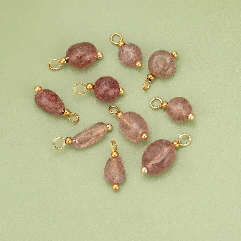 10pcs High Quality Handmade Golden Plated Natural Stones Charms Pendants Diy Jewelry Accessories