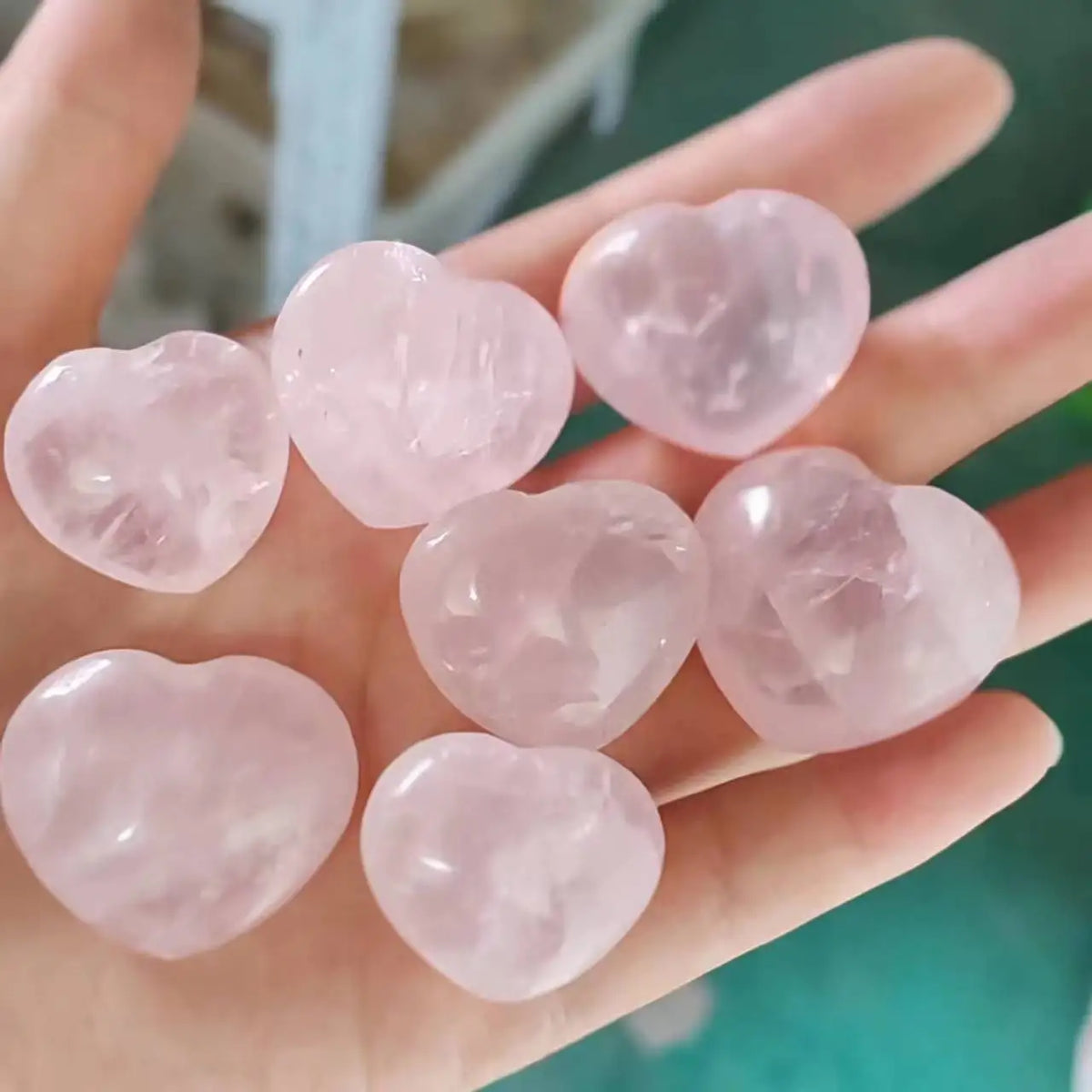 Natural Crystal Stone Love Heart Carving Reiki Healing Rose Quartz Decoration