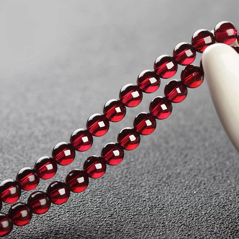 Natural Red Pomegranate Stone Bead Bracelet Women Man Dark Garnet Charm Bangles Yoga Meditation Friendship Gift Pulseras Mujer