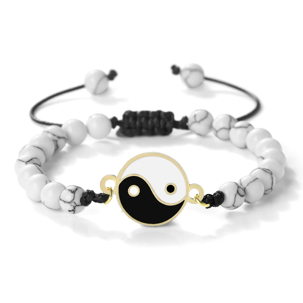 New 6mm Tiger Eye TaiChi Braided Bracelet Women Men YinYang Healing Couple Bangles Chain Adjustable Pulsera Jewelry Gift
