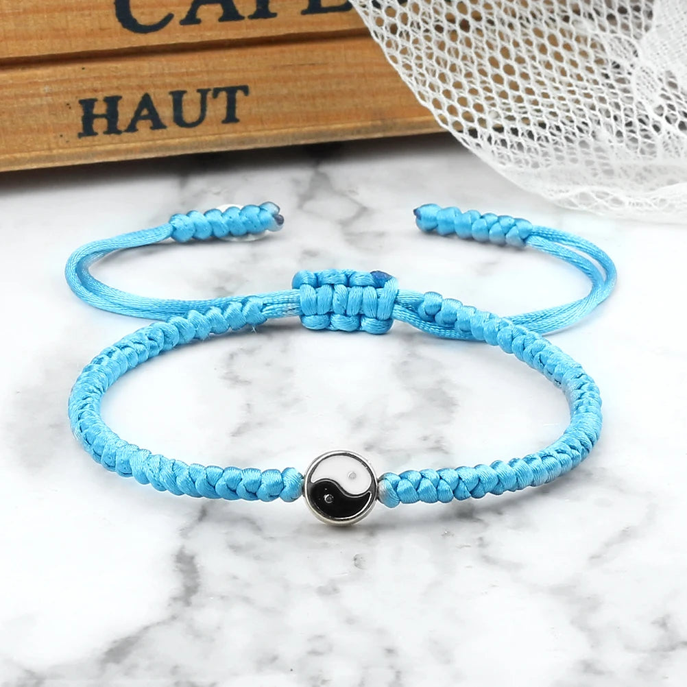 Mini Taichi Pendant Braided Bracelet Women Men Yinyang Balance Couple Bracelet&Bangles Chain Jewelry Vintage Pulsera Jewelry