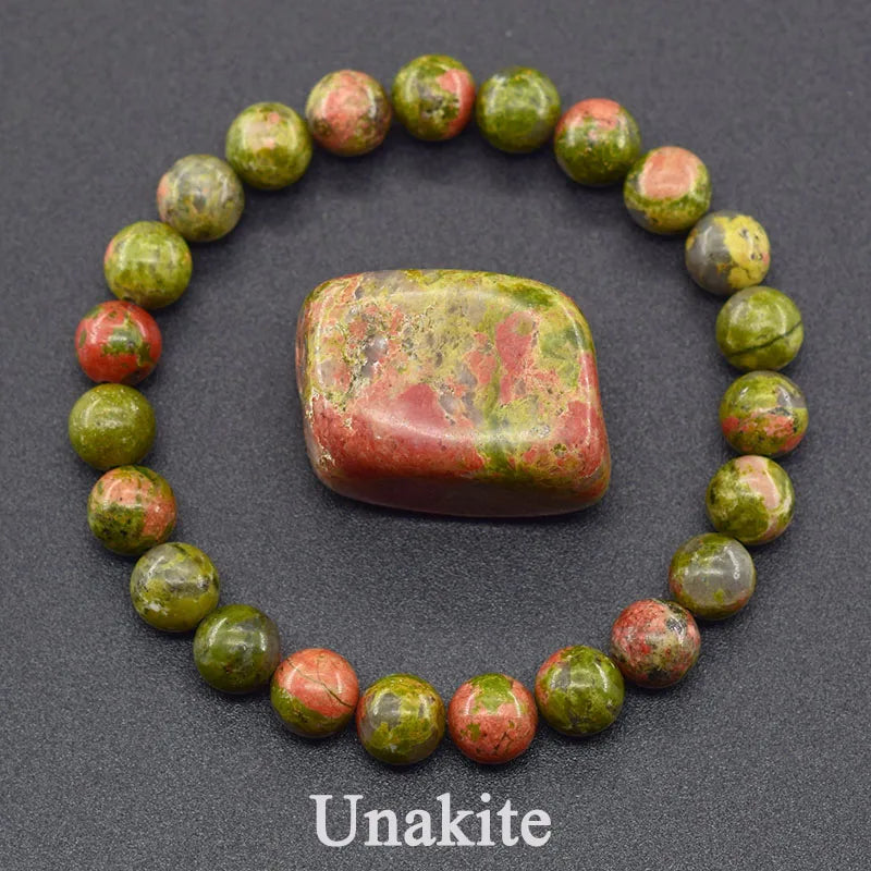 Real Natural Tree Patterned Agate Stone Beaded Bracelet Men Women Natural Lapis Lazuli Moss Agate Jade Energy Healing Jewelry