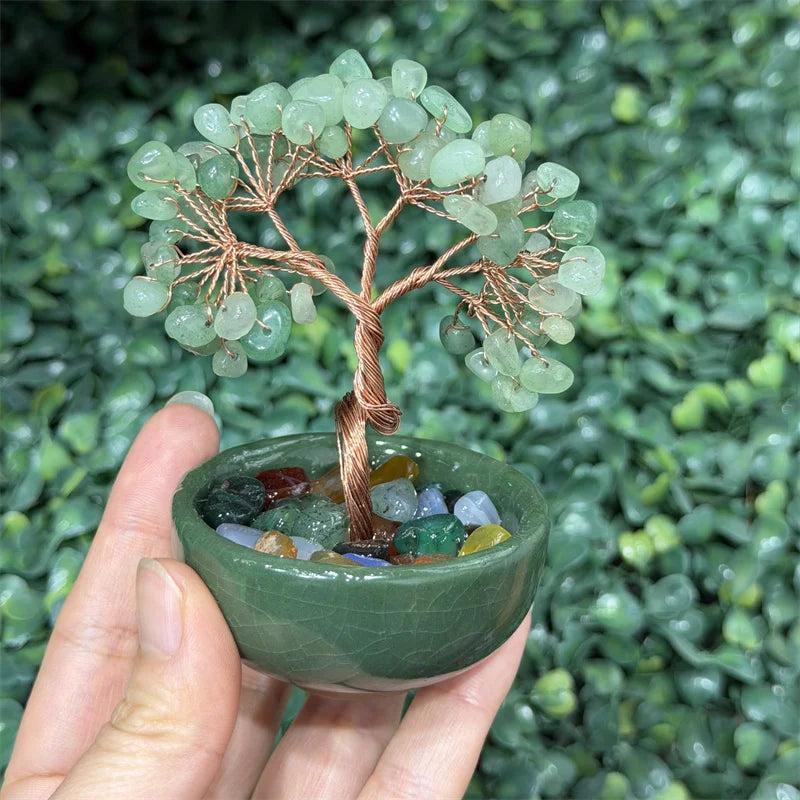 Green Aventurine Money Trees Natural Stone Healing Crystal Gemstone Crafts Feng Shui Home Decoration Lucky Gifts