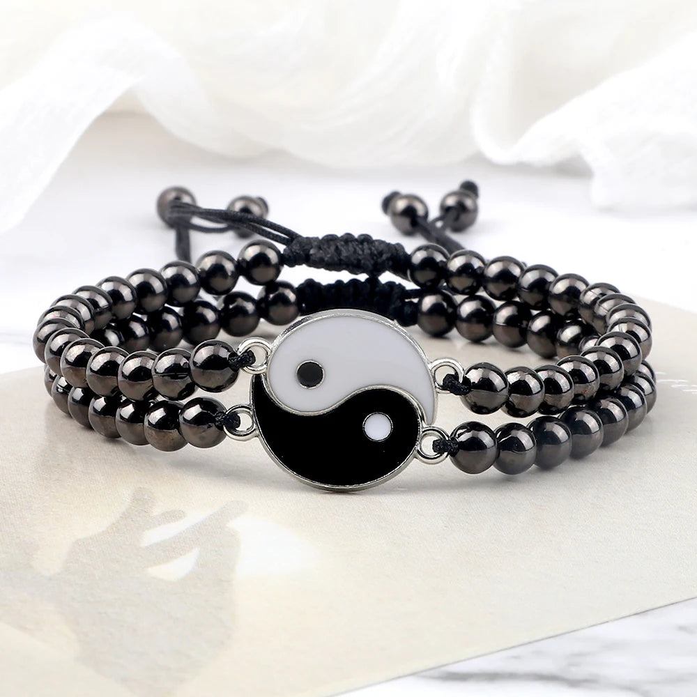 Charm YinYang Balance Copper Beads Bracelet Women Men Lucky Totem Pendant Couple Bracelet&Bangle Chain Pulsera Jewelry Gift  New