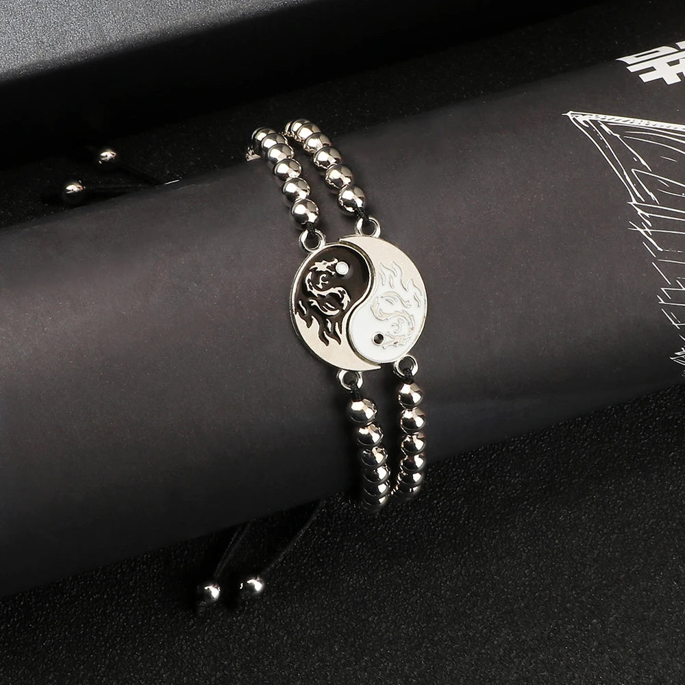 Charm YinYang Balance Copper Beads Bracelet Women Men Lucky Totem Pendant Couple Bracelet&Bangle Chain Pulsera Jewelry Gift  New