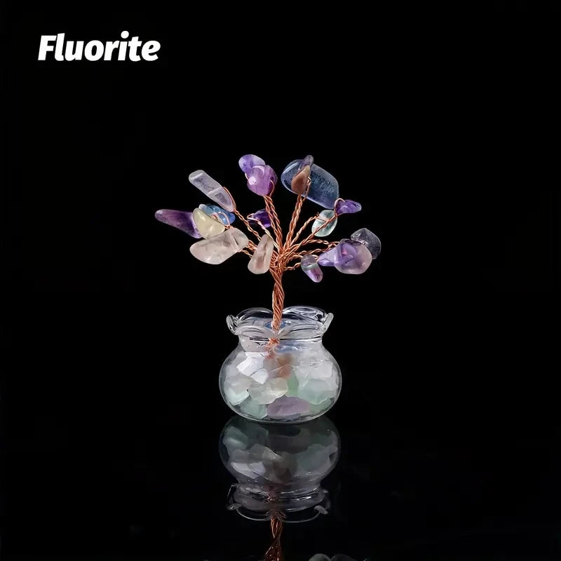 Natural Gemstone Mini Crystal Tree Bonsai Natural Stone Tabletop Decor,Home Office Luck Tree Home Ornaments