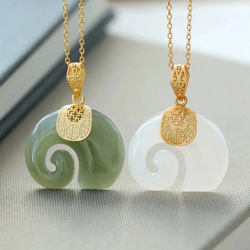 Boutique Natural Stone Hetian Jade Elephant Pendant Necklace Choker Jewelry for Women Birthday Anniversary