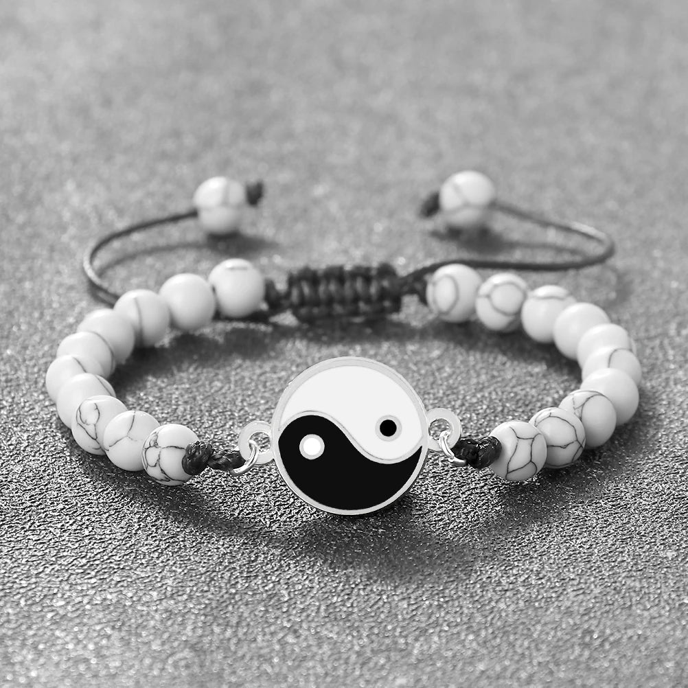 New 6mm Tiger Eye TaiChi Braided Bracelet Women Men YinYang Healing Couple Bangles Chain Adjustable Pulsera Jewelry Gift