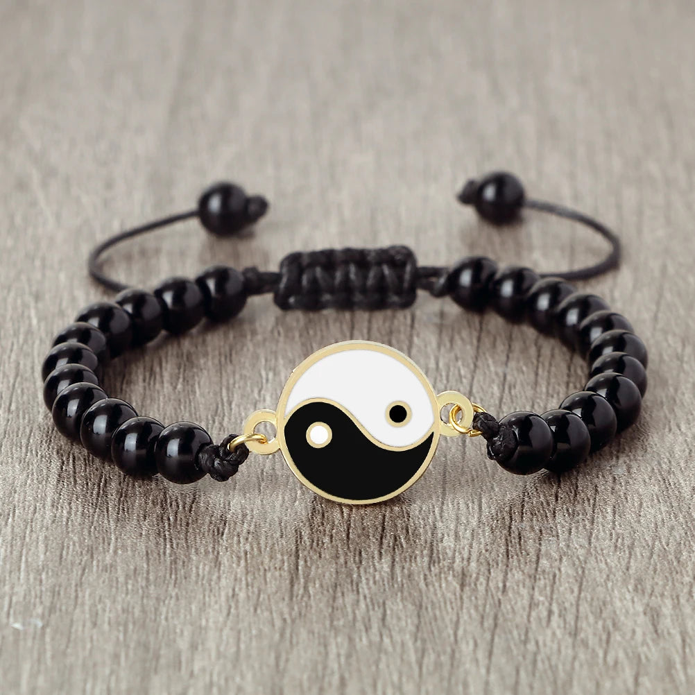 New 6mm Tiger Eye TaiChi Braided Bracelet Women Men YinYang Healing Couple Bangles Chain Adjustable Pulsera Jewelry Gift