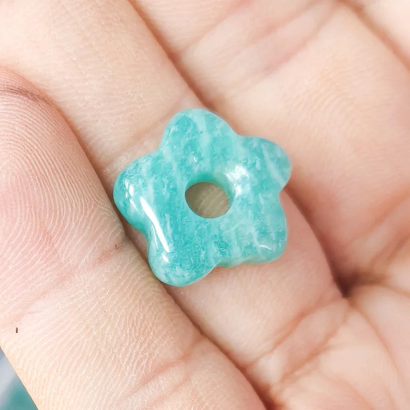 1pc Natural Stone Large Hole Beads Flower Shaped Jewelry Making DIY Necklace Bracelet Earings Accessories