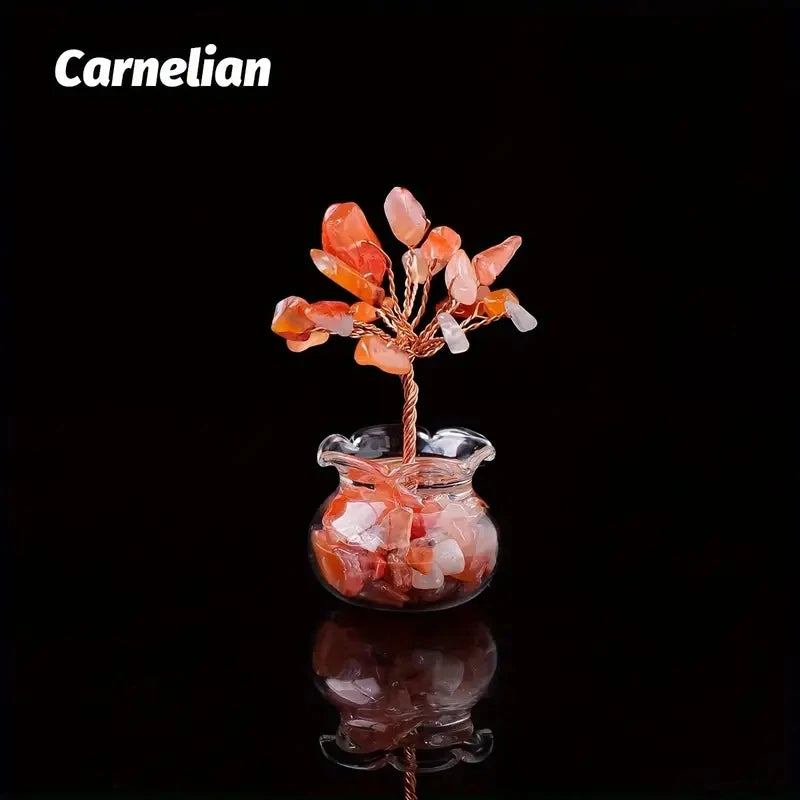 Natural Gemstone Mini Crystal Tree Bonsai Natural Stone Tabletop Decor,Home Office Luck Tree Home Ornaments