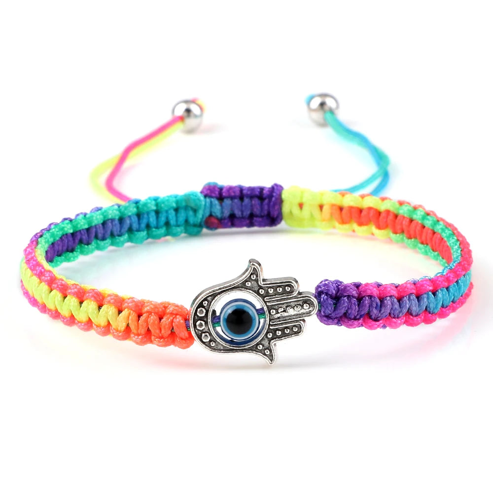 New Prayer Hand of Fatima Evil Eye Braided Bracelet Red Black Color Nylon Thread Lucky Couple Bracelet&Bangles Jewelry Men Women