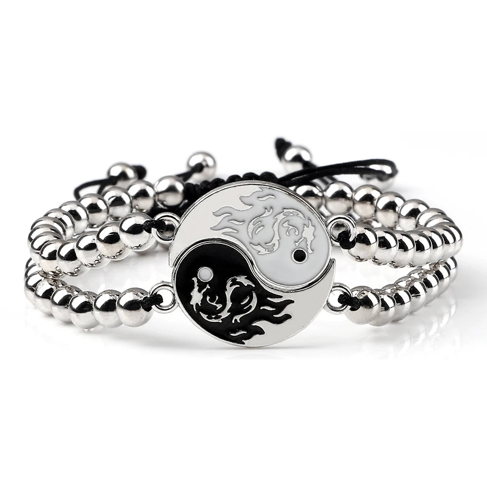 Charm YinYang Balance Copper Beads Bracelet Women Men Lucky Totem Pendant Couple Bracelet&Bangle Chain Pulsera Jewelry Gift  New