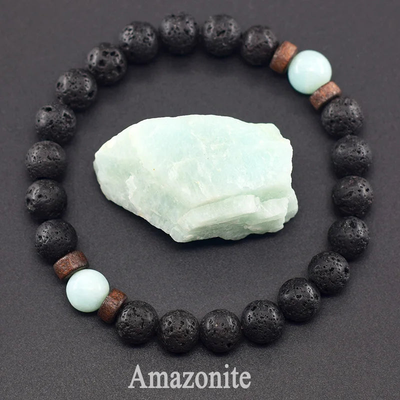 Natural Stone Red Stripe Agate Beads Bracelet Women Men Genuine Red Carnelian Round Bangle Natural Volcanic Stone Bracelet Gift