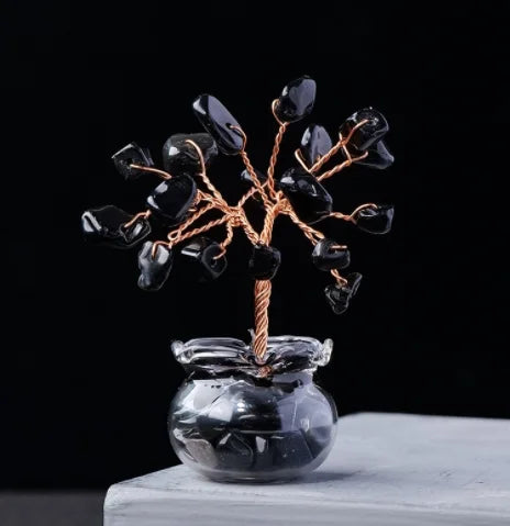Natural Gemstone Mini Crystal Tree Bonsai Natural Stone Tabletop Decor,Home Office Luck Tree Home Ornaments