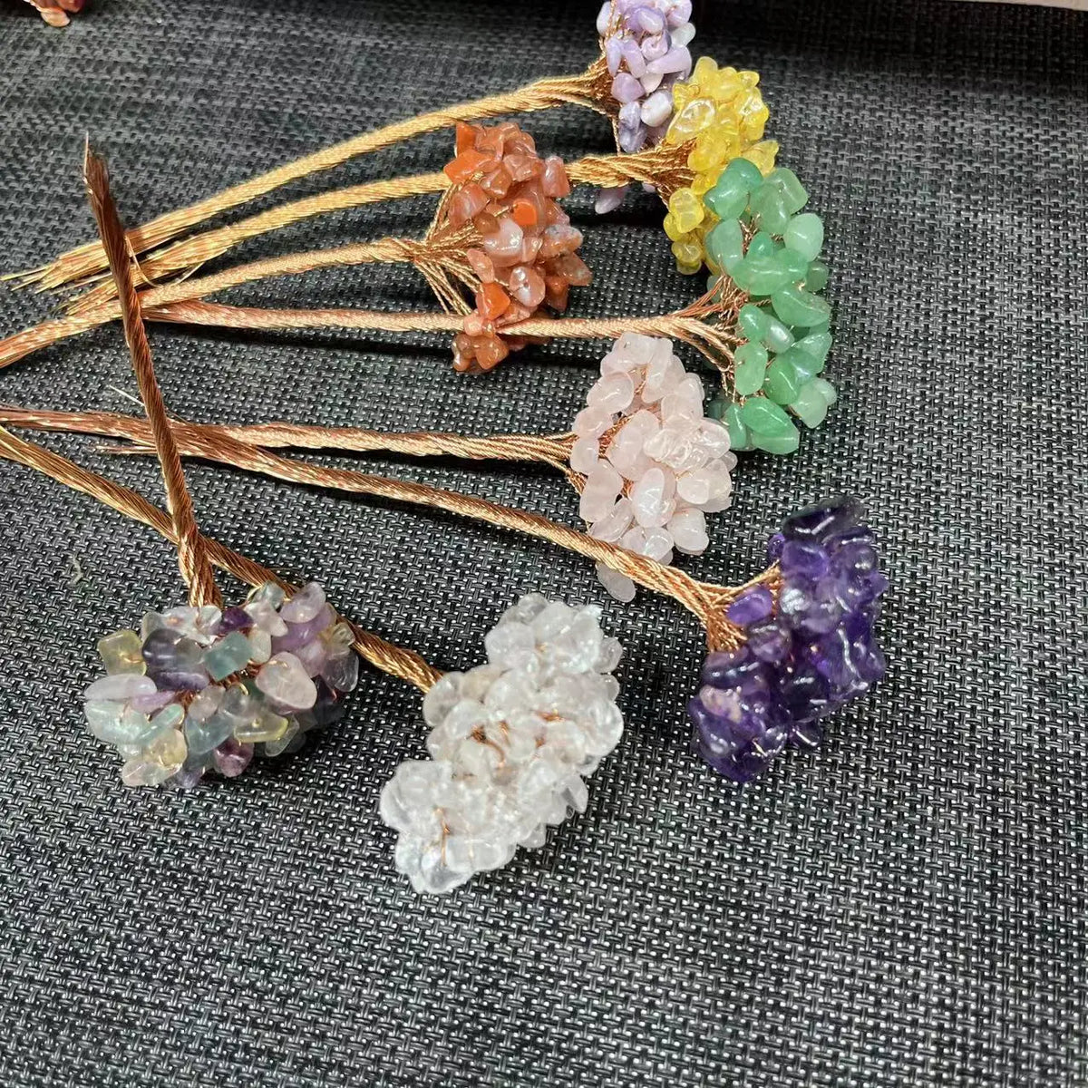 Natural Crystal Money Lucky Tree Amethyst Rose quartz Reiki Healing Fengshui Tree For Wealth And DIY Luck Home Decoration