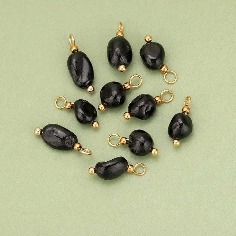 10pcs High Quality Handmade Golden Plated Natural Stones Charms Pendants Diy Jewelry Accessories