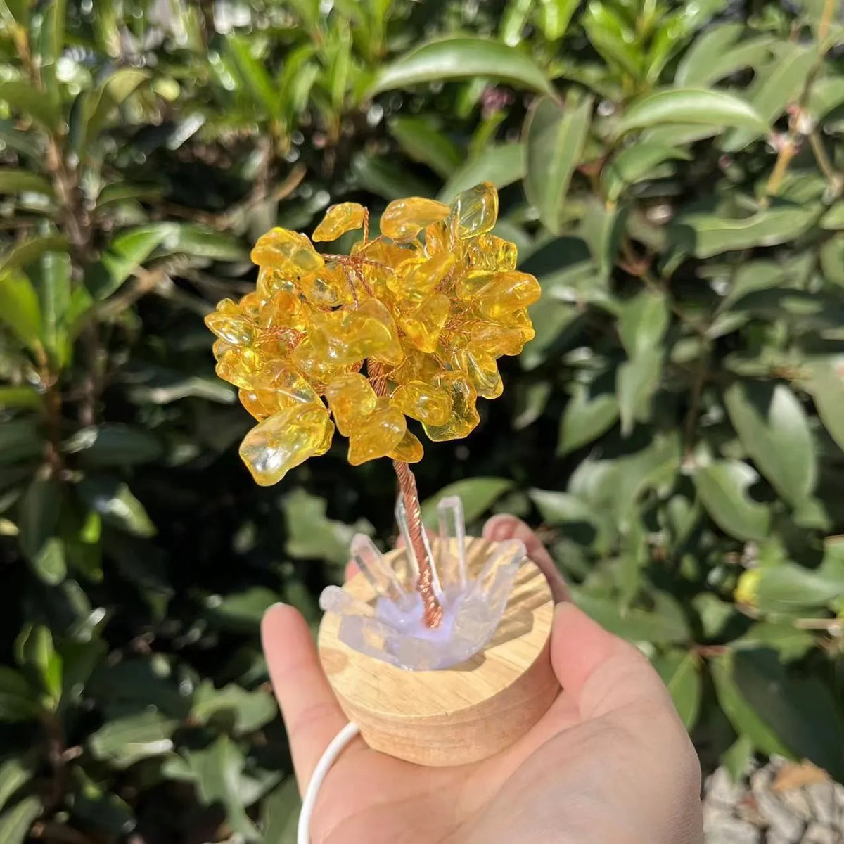 1pcs Crystal Money Tree Reiki Chakra Feng Shui Trees Decor Sparkling Crystal Tree Of Wealth With LED Base Crystal Birthday Gift
