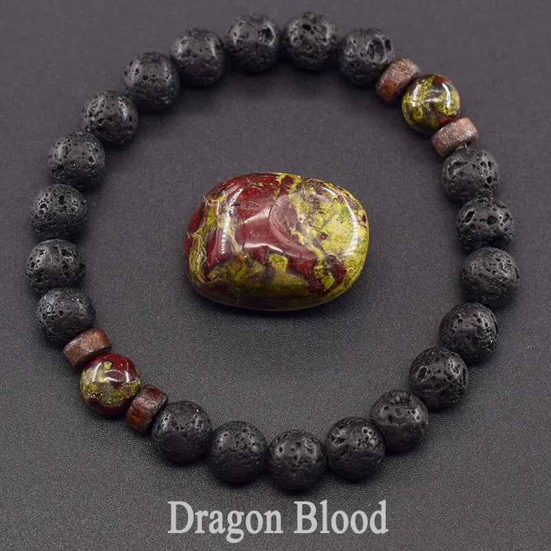 Natural Stone Red Stripe Agate Beads Bracelet Women Men Genuine Red Carnelian Round Bangle Natural Volcanic Stone Bracelet Gift