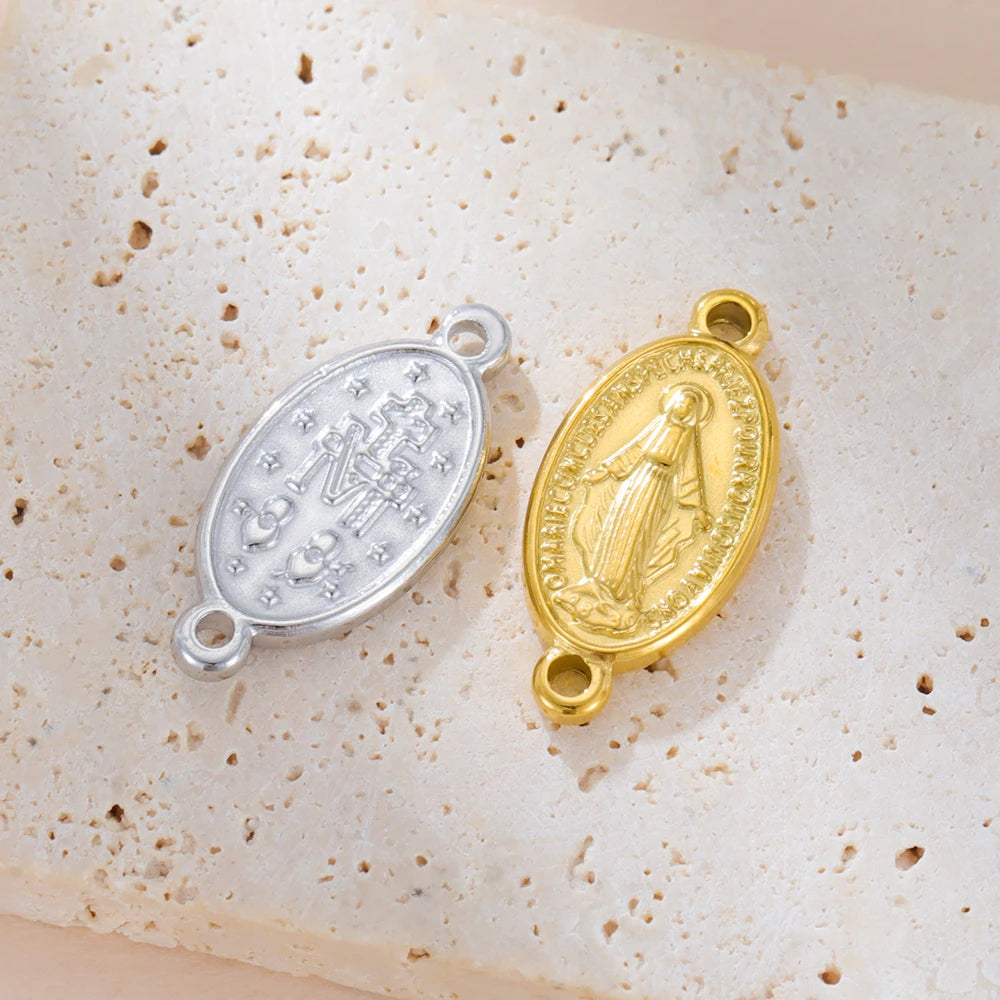 1pc Witch Knot Virgin Mary Stainless Steel Pendant Double Protection Amulet Necklace Bracelet Jewelry Making Accessories