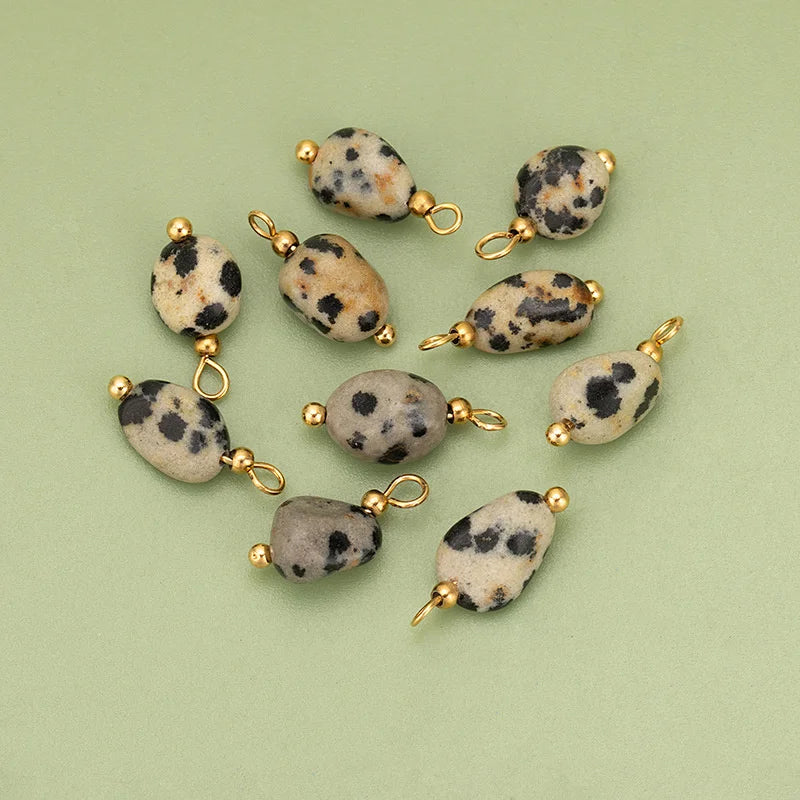 10pcs High Quality Handmade Golden Plated Natural Stones Charms Pendants Diy Jewelry Accessories