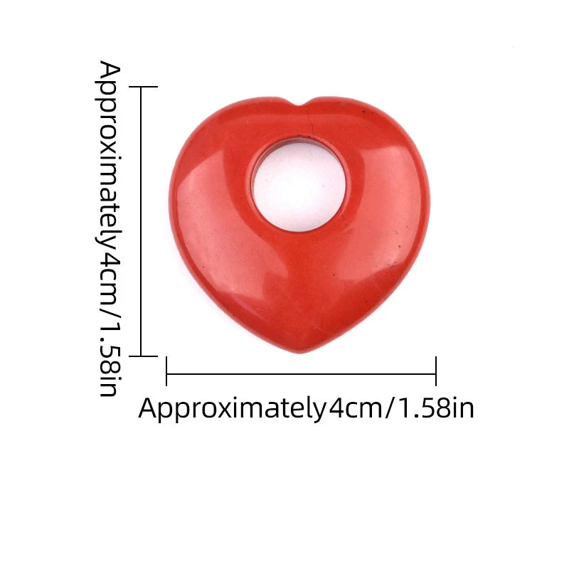 1pc 40mm Natural Stone Heart Pendant Amethyst Tiger Eye Pink Crystal Natural Stone for Women Jewelry Gift