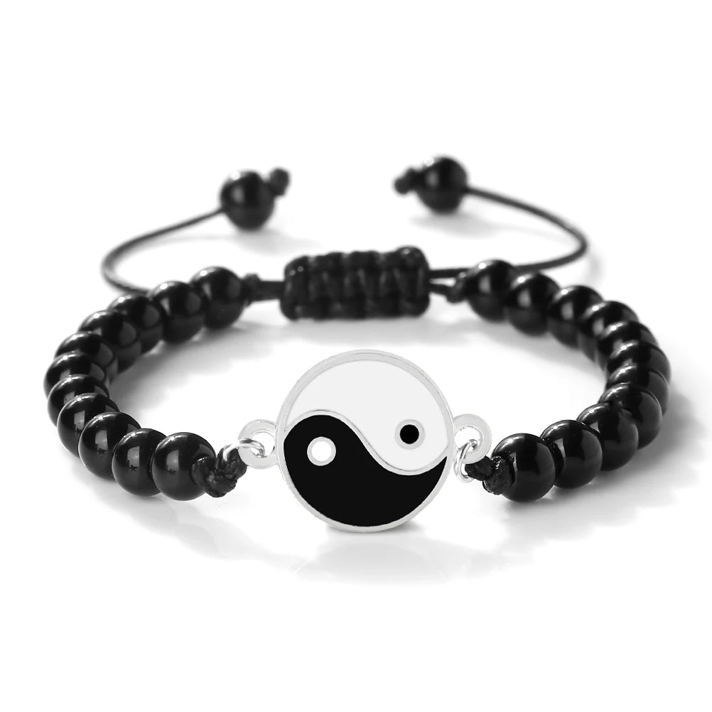 New 6mm Tiger Eye TaiChi Braided Bracelet Women Men YinYang Healing Couple Bangles Chain Adjustable Pulsera Jewelry Gift