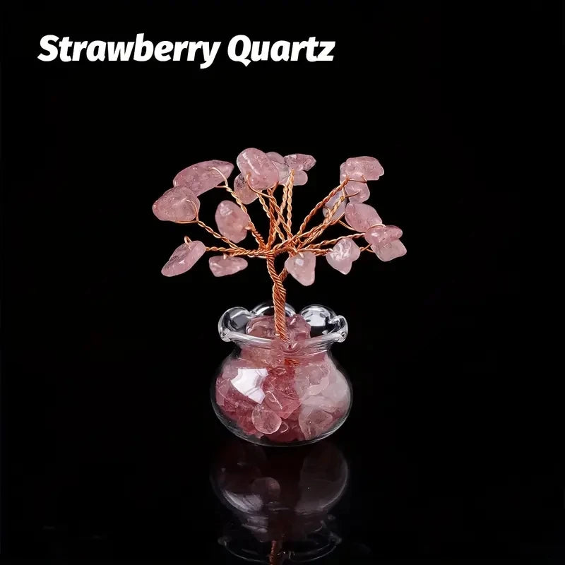Natural Gemstone Mini Crystal Tree Bonsai Natural Stone Tabletop Decor,Home Office Luck Tree Home Ornaments
