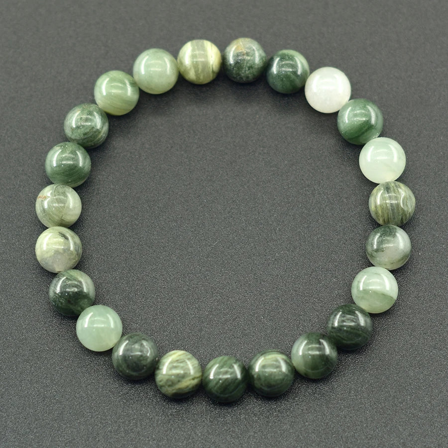 Natural Smaragdite Stone Beads Bracelet Men Natural Crystal Agate Beads Jewelry for Women Stay Calm to Solve Problem Bangle