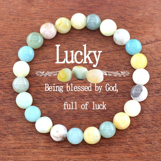 Lucky Bracelet Natural Amazonite Stone Bracelet for Women Men Amethyst Tiger Eye Aventurine Agates Stone Beads Jewelry Pulsera
