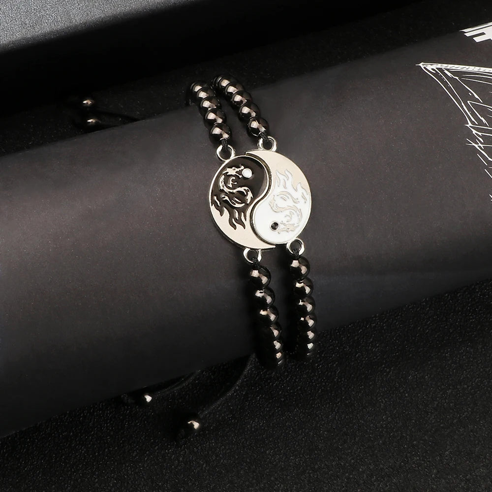 Charm YinYang Balance Copper Beads Bracelet Women Men Lucky Totem Pendant Couple Bracelet&Bangle Chain Pulsera Jewelry Gift  New