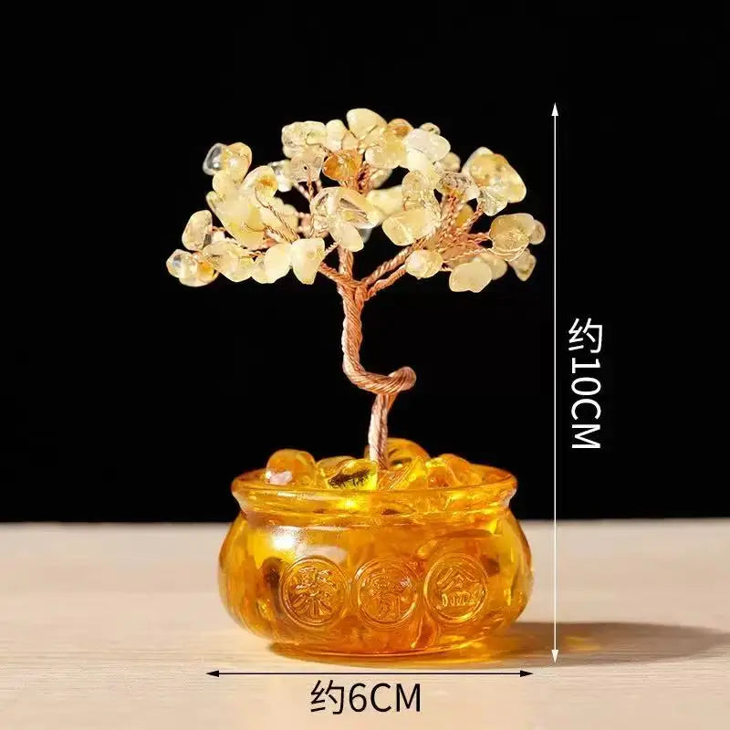 Lucky Citrine Tree of Life Crystal Feng Shui Money Tree Decor, Spiritual Gift for Women Mom, Perfect Birthday Present, Home Offi