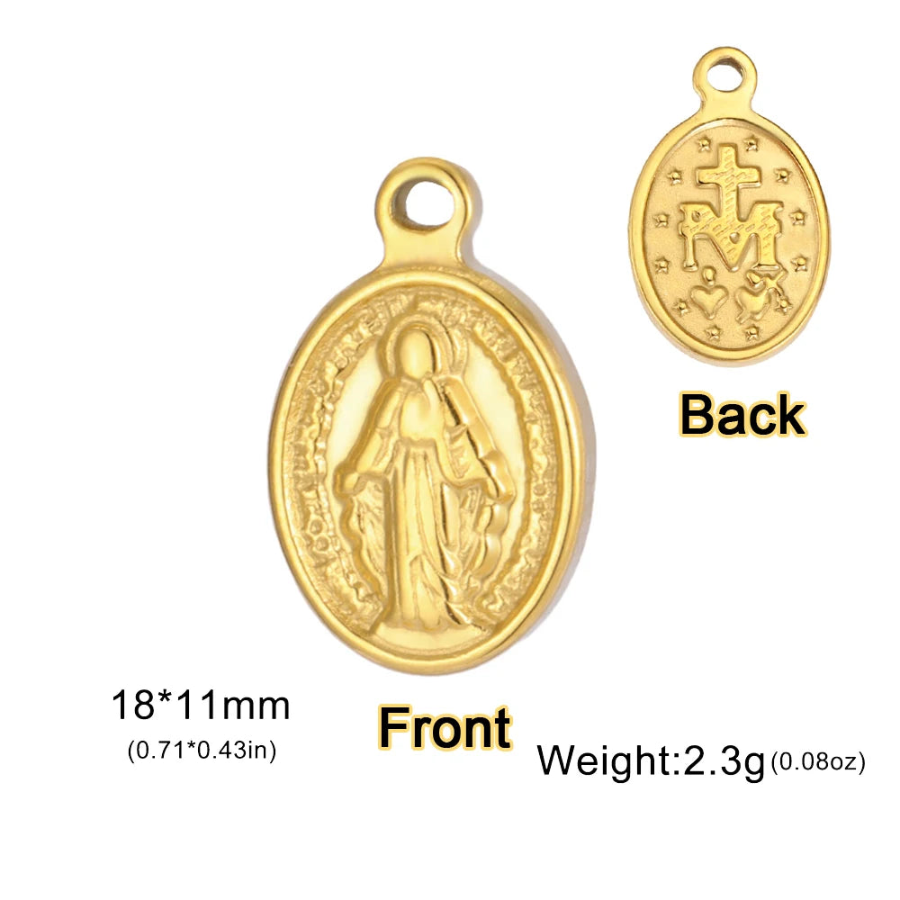 1pc Witch Knot Virgin Mary Stainless Steel Pendant Double Protection Amulet Necklace Bracelet Jewelry Making Accessories