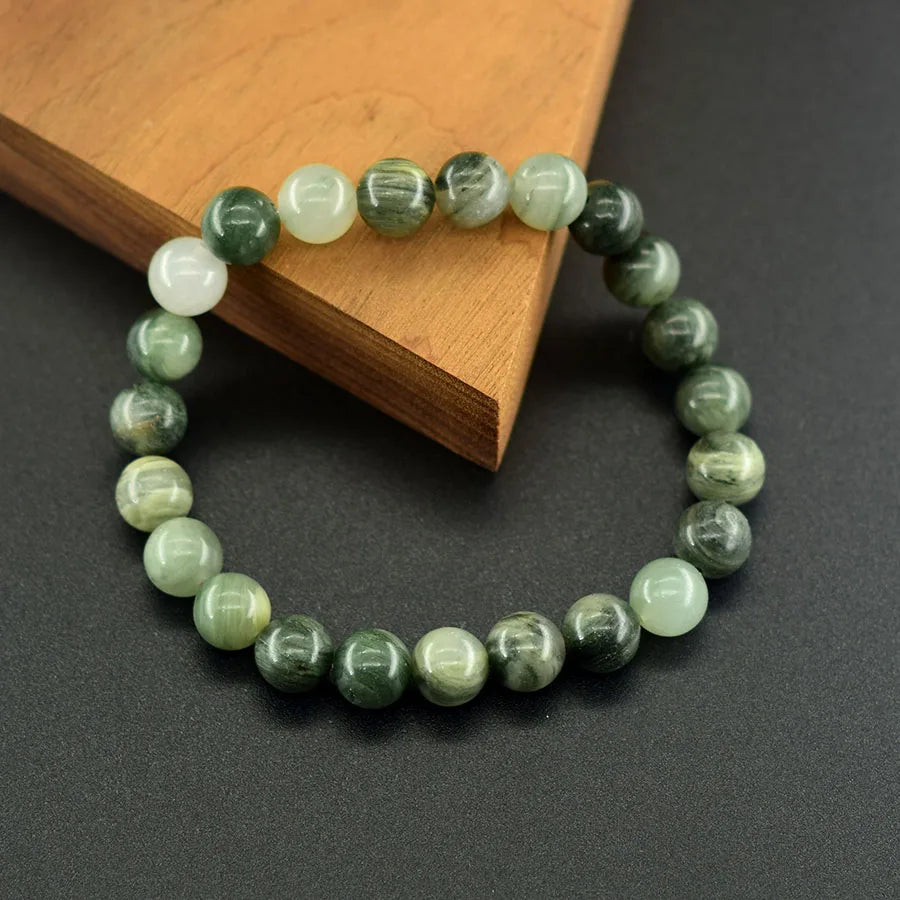 Natural Smaragdite Stone Beads Bracelet Men Natural Crystal Agate Beads Jewelry for Women Stay Calm to Solve Problem Bangle