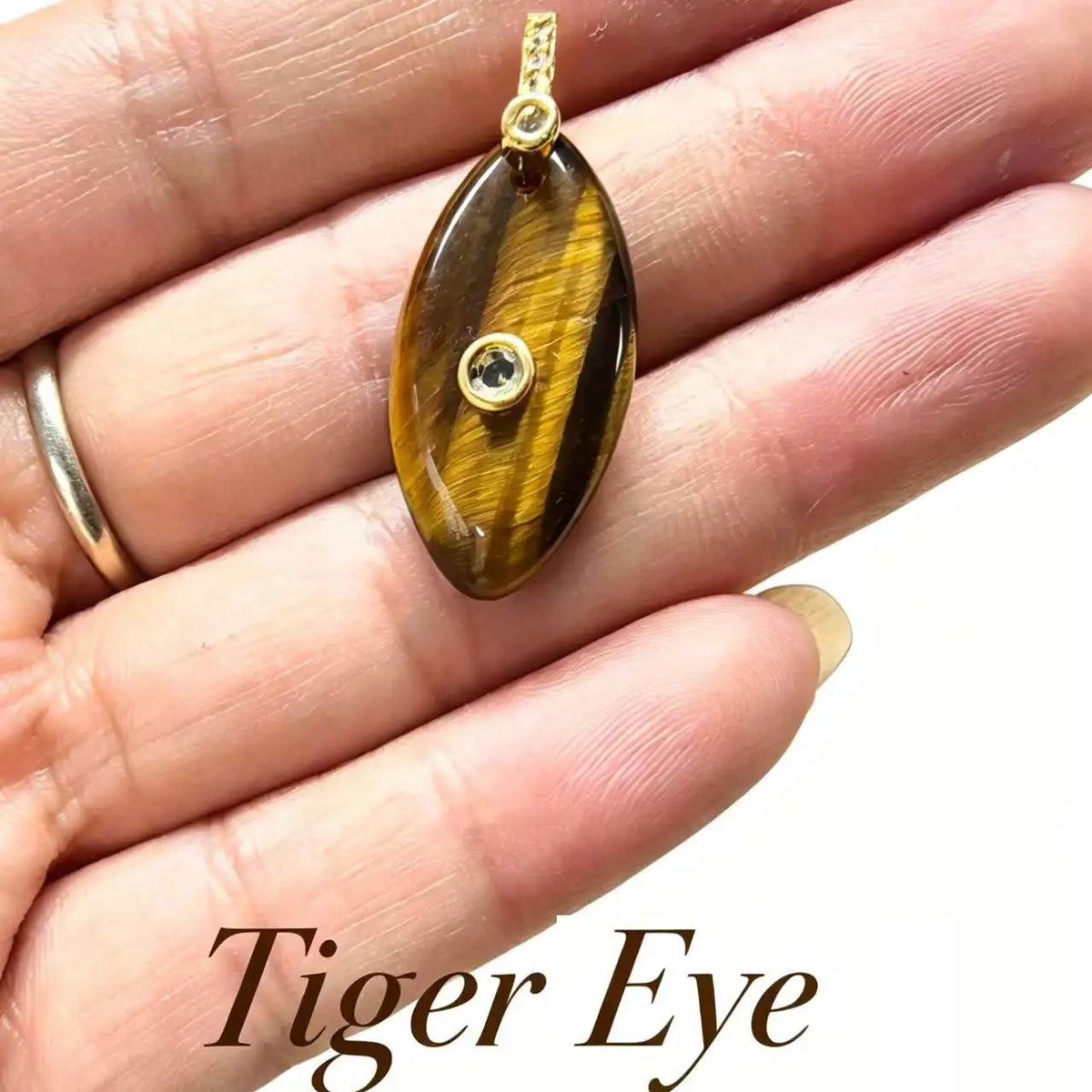 1pc Natural Stone Pendant Amethyst Tiger Eye Oval Water Drop Inlaid Zircon Charms Pendant DIY Necklace Bracelet Accessories