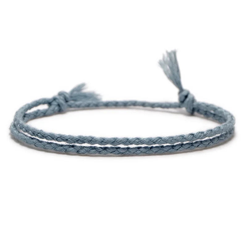 Lucky Woven Rope Handmade Bracelets For Women Men Simple 925 Tibetan Silver Bangle Adjustable 3PC Charm Bohemian Styles Gift