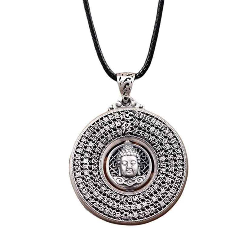 Blessing Heart Sutra Buddha Pendant For Women Men Jewelry Rotatable Tathagata Paramita Scriptures Necklace Male Accessories