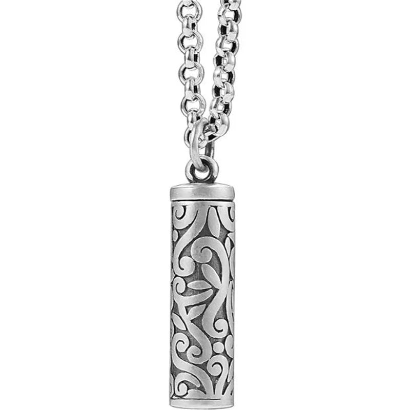 Vintage 925 Silver Necklace Male Blessing Bijou Retro Pendant Can Be Opened To Hold Things Amulets Necklaces For Men Jewelry