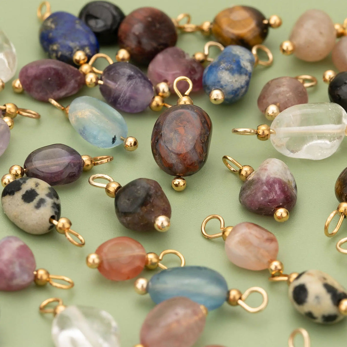 10pcs High Quality Handmade Golden Plated Natural Stones Charms Pendants Diy Jewelry Accessories
