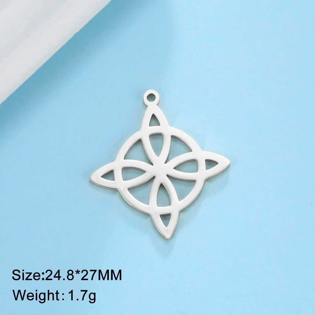 1pc Witch Knot Virgin Mary Stainless Steel Pendant Double Protection Amulet Necklace Bracelet Jewelry Making Accessories