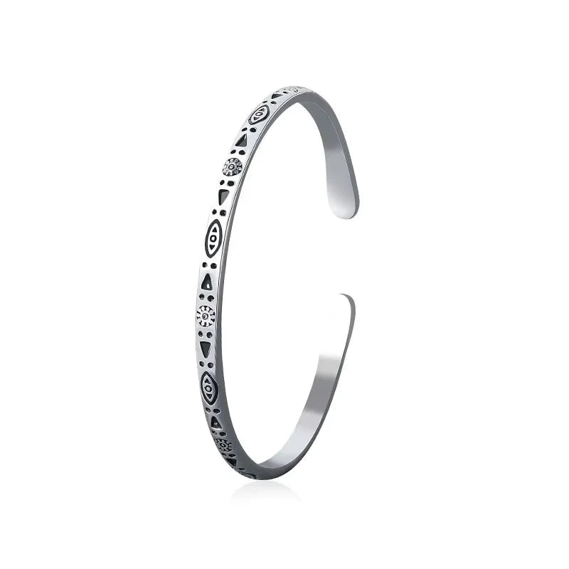 Vintage Ethnic Tibetan Silver Charm Bracelet Bangle Boho Handmade Antique Distressed Jewelry Unisex For Women Men Birthday Gift